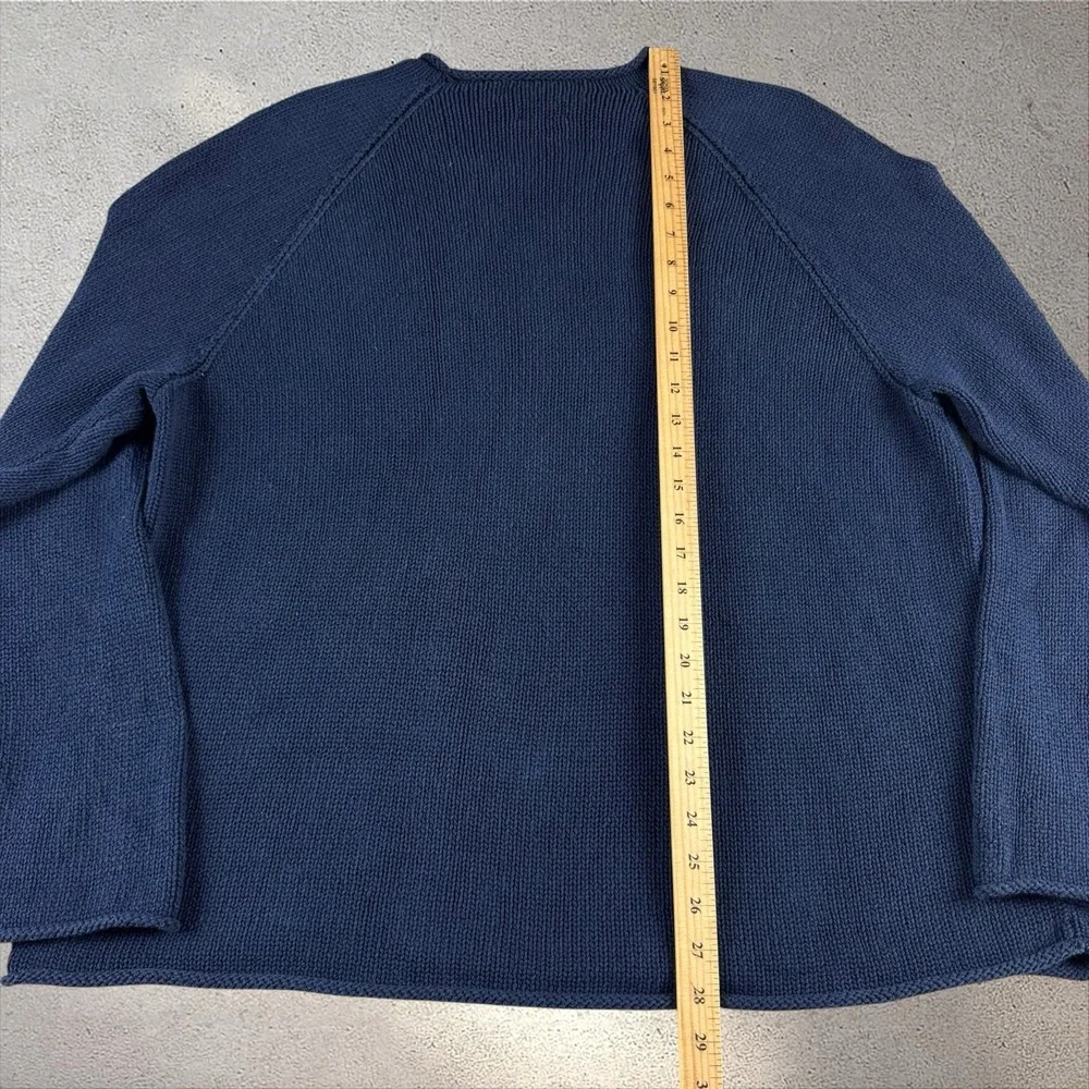 Polo Ralph Lauren Blue Cotton Long Sleeve Roll Neck Knit Fisherman Sweater Sz XL